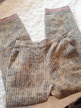 Kimichi Blue Women's Olive Green Floral Pink Stitched Pants Size XS/TP